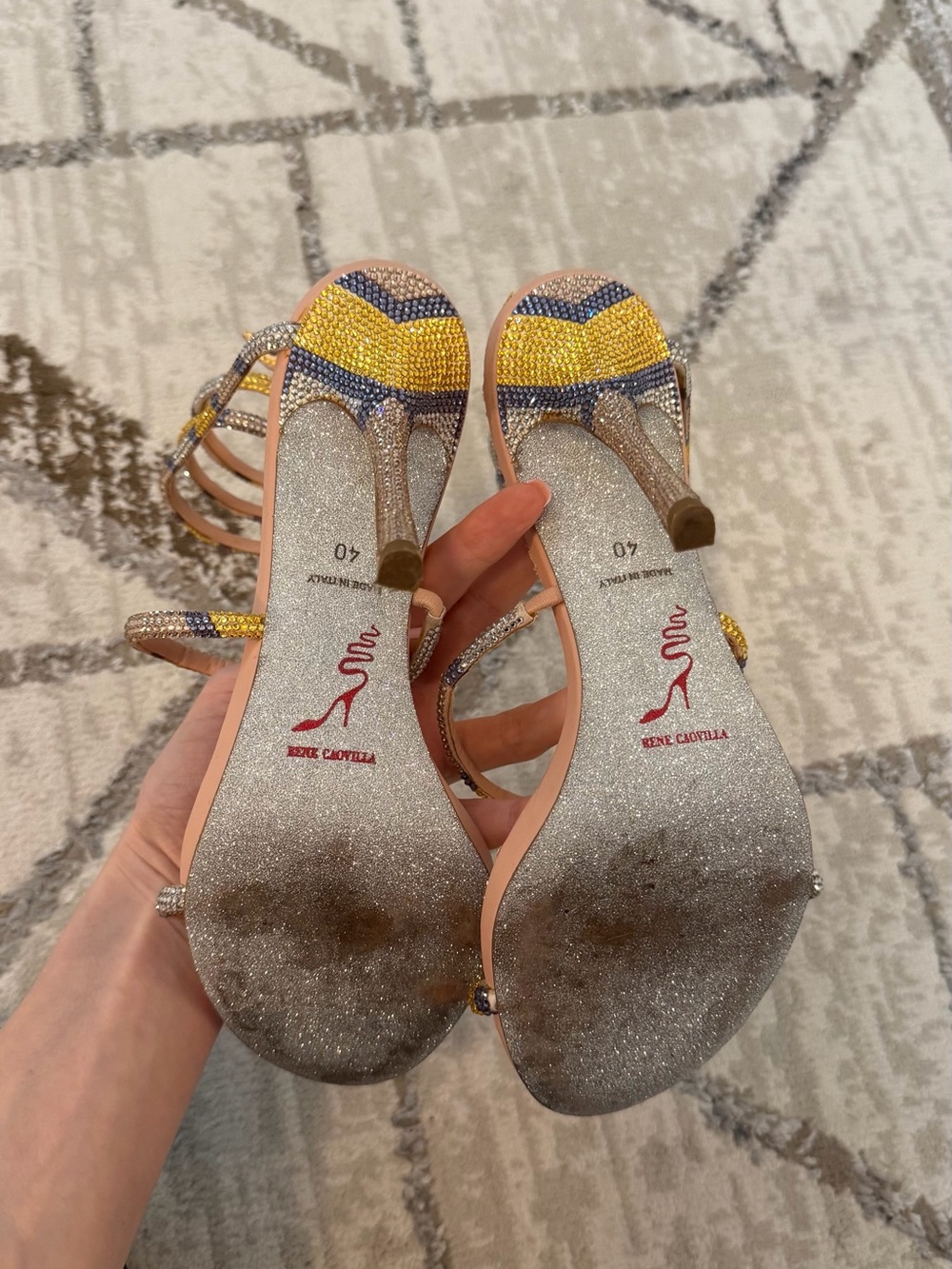 Rene Caovilla Embellished Spiral Wrap Sandals - Gold & Multicolor - Picture 6 of 10